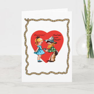 Retro Cowboy Heart Rope Valentine's Day Card