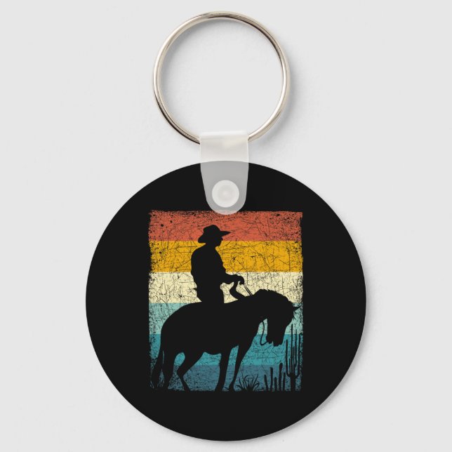 Retro Cowboy  Key Ring (Front)