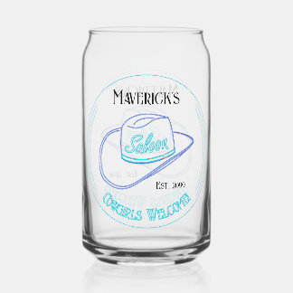 Retro Cowboy Saloon Can Beer Drinkware Glass