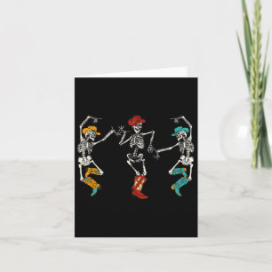 Retro Cowboy Skeleton Cowgirl Dancing Boots Hallow Card