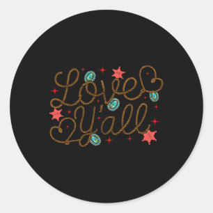 Retro Cowboy Valentines Day Western Howdy Valentin Classic Round Sticker