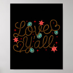 Retro Cowboy Valentines Day Western Howdy Valentin Poster