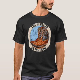 Retro Cowgirl Boot On The Farm Western Farmer T-Shirt