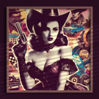 Retro Cowgirl Collage