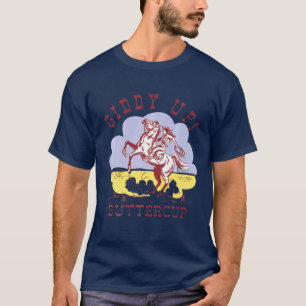 Retro Cowgirl Hold Your Horse Giddy Up Western Cow T-Shirt