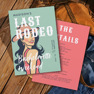 Retro Cowgirl Last Rodeo Glam Pink Bachelorette Invitation