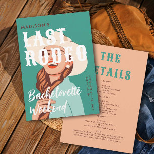 Retro Cowgirl Last Rodeo Itinerary Bachelorette Invitation