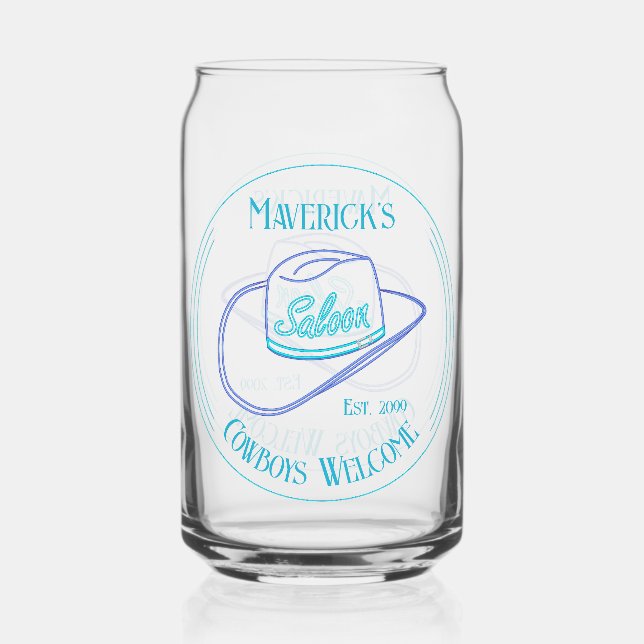 Retro Cowgirl Saloon Can Beer Drinkware Can Glass (Front)