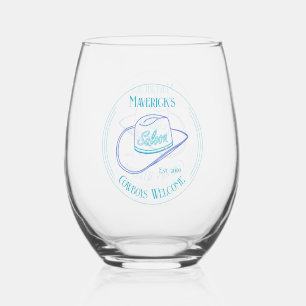 Retro Cowgirl Saloon Drinkware Stemless Wine Glass