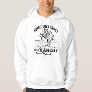 Retro Cowgirl Sometimes Fancy Always Ranchy Horse Hoodie