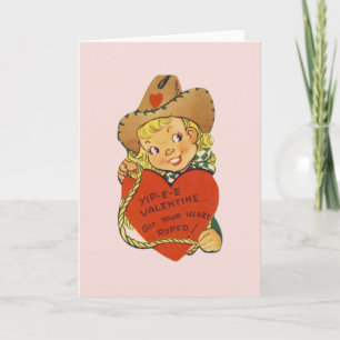 Retro Cowgirl Valentine's Day Card