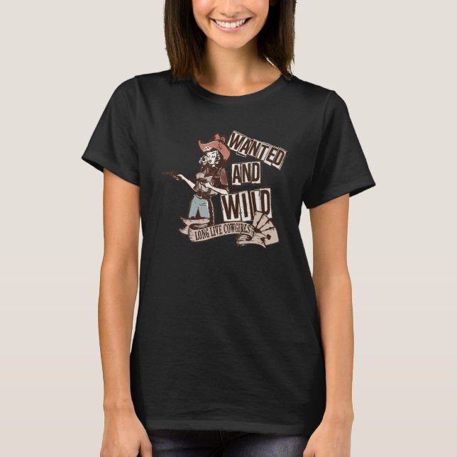 Retro Cowgirl Wanted And Wild Rodeo Mom Western Co T-Shirt (Front)