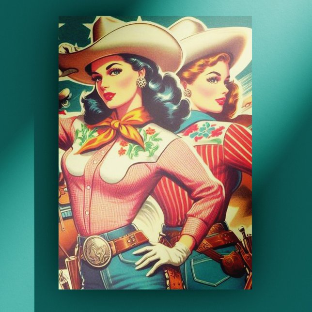 Retro Cowgirls Pin-ups Postcard (Creator Uploaded)