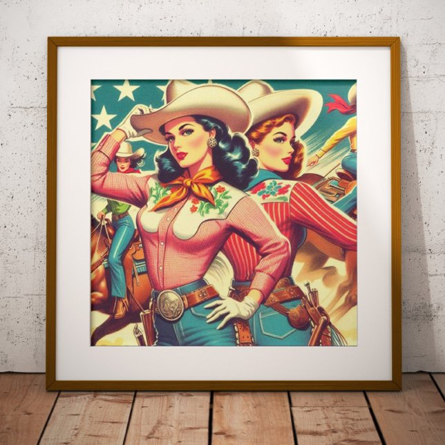 Retro Cowgirls Pin-ups Poster (Creator Uploaded)