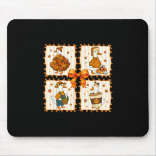 Retro Cozy Goose Pumpkin Fall Autumn Thanksgiving Mouse Pad