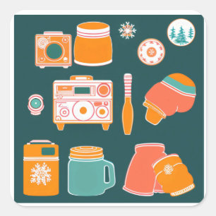 . 🍪❄️Retro Cozy Winter Square Sticker