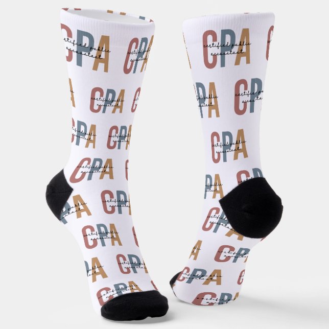 Retro CPA Certified Public Accountant Socks (Angled)