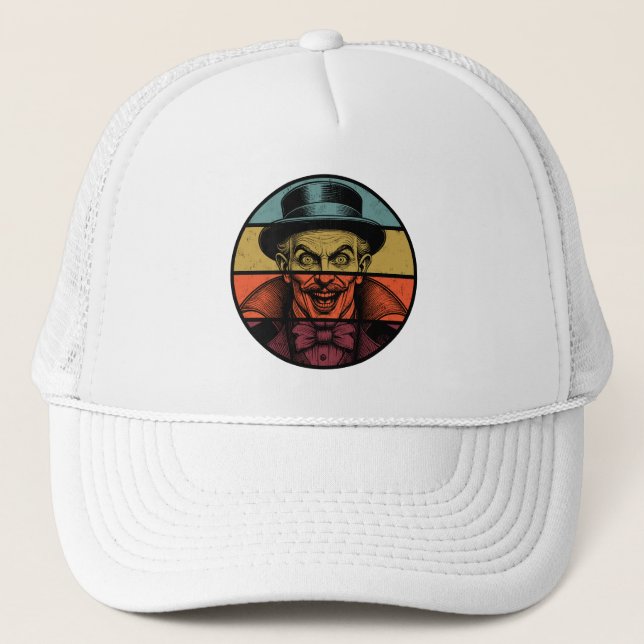 Retro Crazed Face Illusionist Trucker Hat (Front)