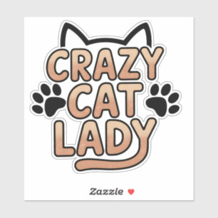 Retro Crazy Cat Lady Typography Design