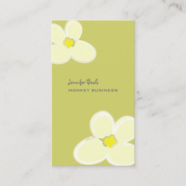 RETRO CREAM PLUMERIAS/DIY BACKGROUND COLOR BUSINESS CARD (Front)