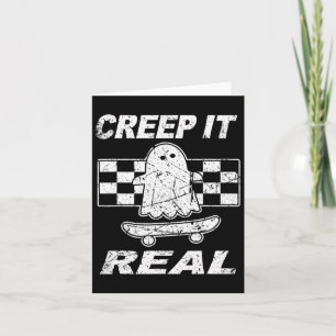 Retro Creep It Real Ghost Halloween Mens Kids  Card