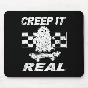 Retro Creep It Real Ghost Halloween Mens Kids Mouse Pad