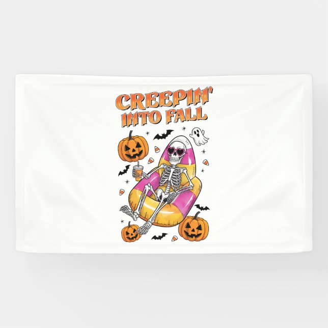 Retro Creepin into Fall Halloween Banner (Horizontal)