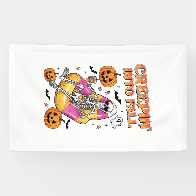 Retro Creepin into Fall Halloween Banner (Horizontal)
