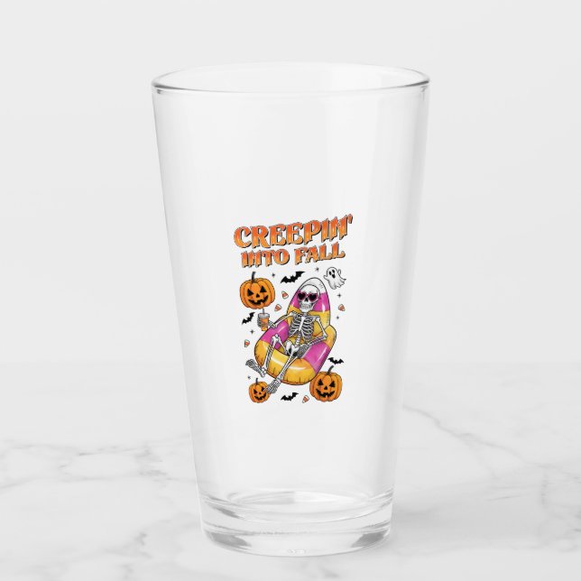 Retro Creepin into Fall Halloween Glass (Front)