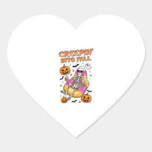 Retro Creepin into Fall Halloween Heart Sticker
