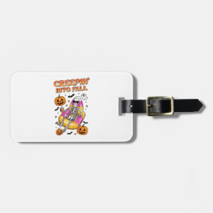 Retro Creepin into Fall Halloween Luggage Tag