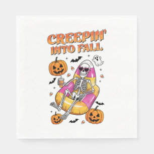 Retro Creepin into Fall Halloween Napkin