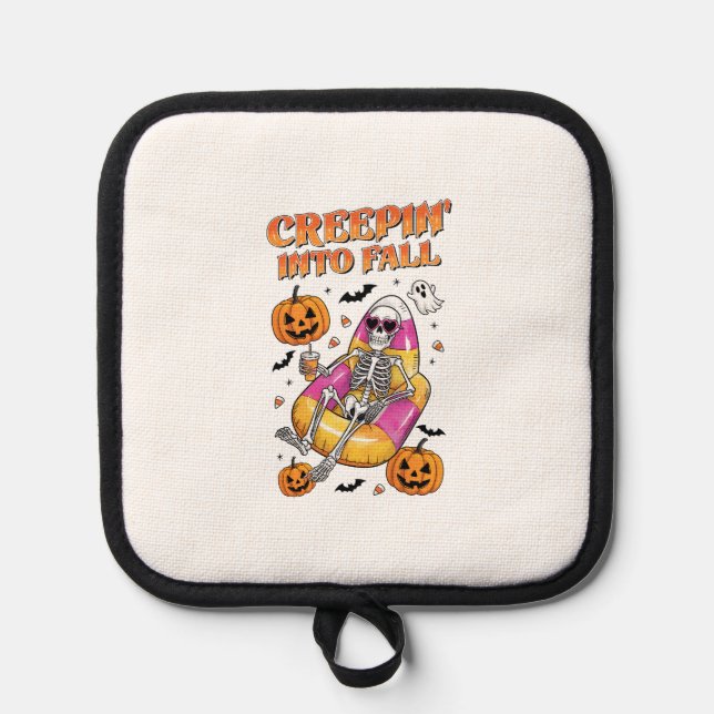 Retro Creepin into Fall Halloween Pot Holder (Front)