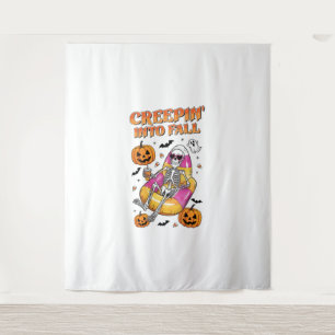 Retro Creepin into Fall Halloween Tapestry