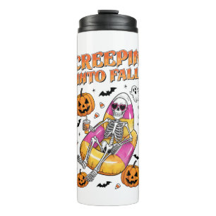 Retro Creepin into Fall Halloween Thermal Tumbler