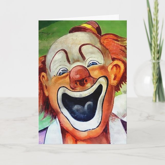 Retro Creepy Clown Birthday Card (Front)