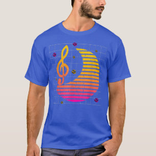 Retro Crescent Moon 90s Art Vaporwave Music Treble T-Shirt