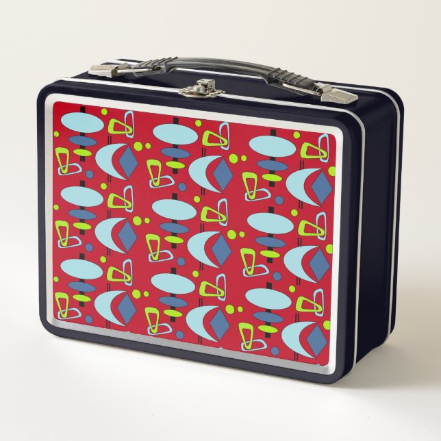 Retro Crescent Totem Shapes Metal Lunch Box (Front)