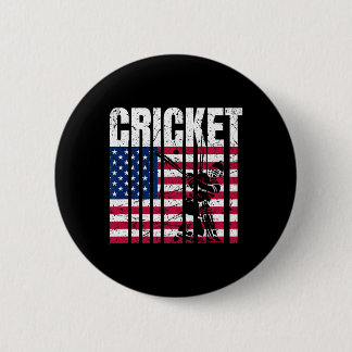 Retro Cricket American Flag Design 6 Cm Round Badge
