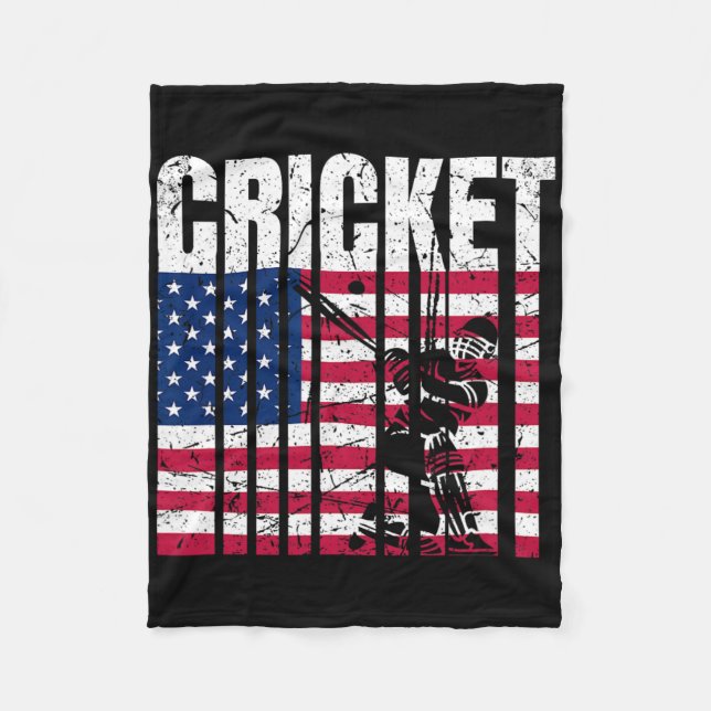 Retro Cricket American Flag Design  Fleece Blanket (Front)