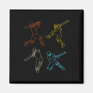 Retro Cricket Player Position Cricket Lovers Magnet