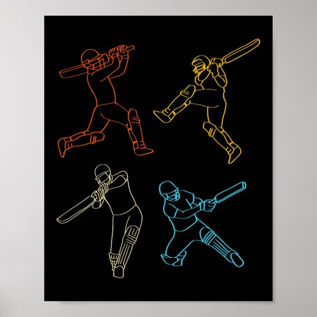 Retro Cricket Player Position Cricket Lovers  Poster (Front)