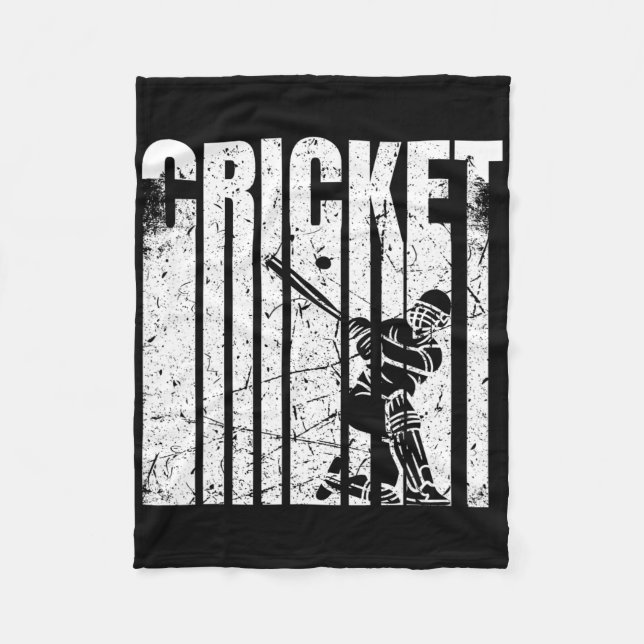 Retro Cricket Player Tter Design  Fleece Blanket (Front)