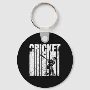 Retro Cricket Player Tter Design Key Ring