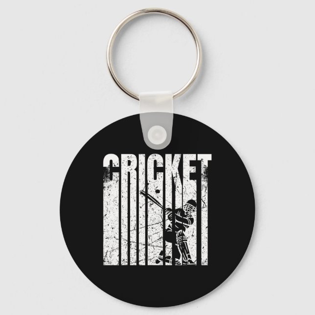 Retro Cricket Player Tter Design  Key Ring (Front)