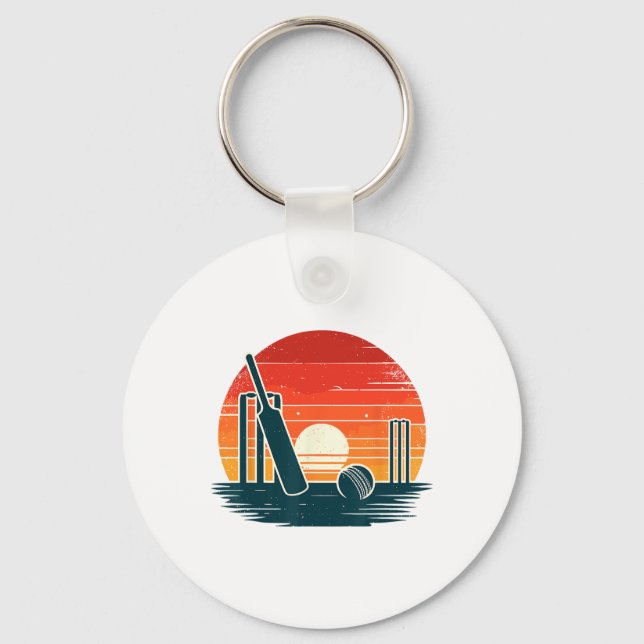 Retro Cricket T Cricketer Tsman Bowler  Key Ring (Front)