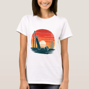 Retro Cricket T Cricketer Tsman Bowler T-Shirt