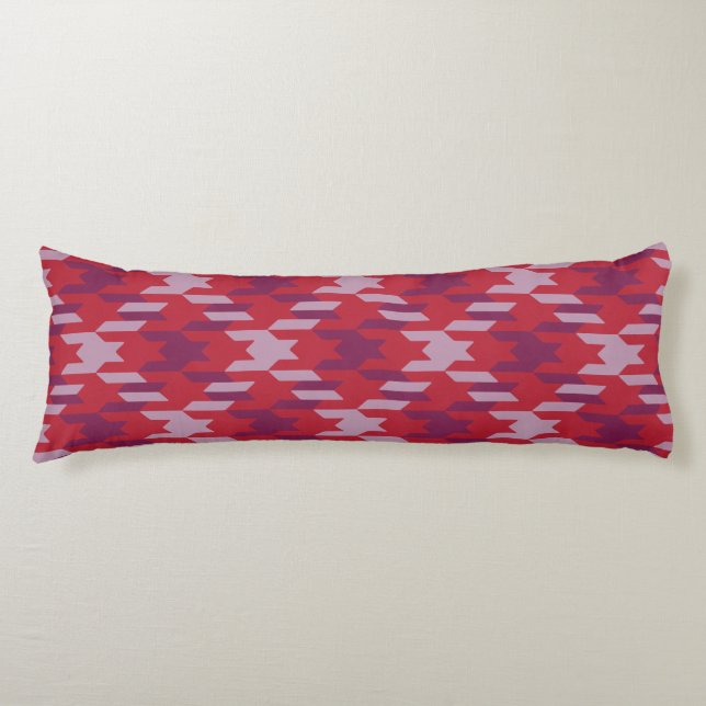 Retro crimson red purple houndstooth plaid pattern body cushion (Front)
