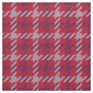 Retro crimson red purple houndstooth plaid pattern fabric