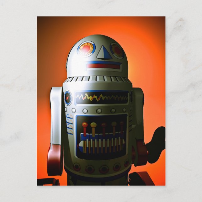 Retro Cropped Toy Robot 02 Postcard (Front)